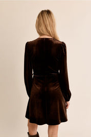 MOLLY BRACKEN - velvet wrap dress - CHOCOLATE