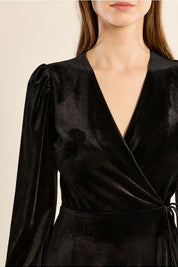 MOLLY BRACKEN - velvet wrap dress - BLACK