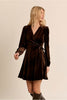 MOLLY BRACKEN - velvet wrap dress - CHOCOLATE