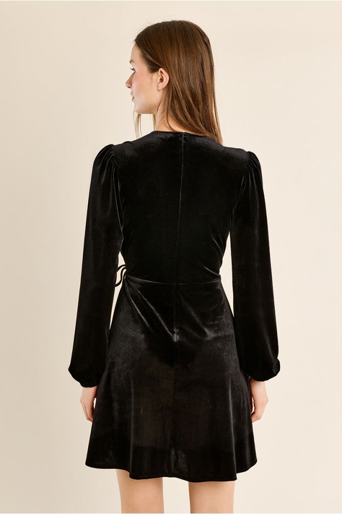 MOLLY BRACKEN - velvet wrap dress - BLACK