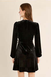 MOLLY BRACKEN - velvet wrap dress - BLACK