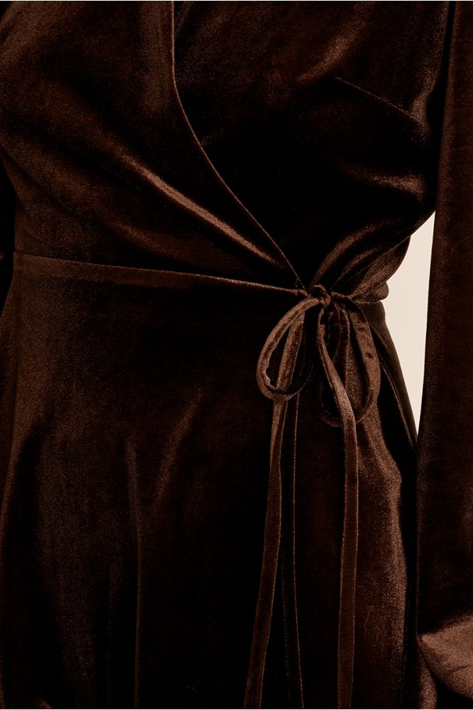 MOLLY BRACKEN - velvet wrap dress - CHOCOLATE