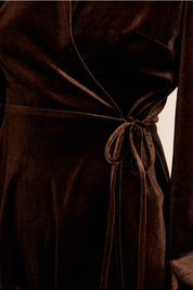 MOLLY BRACKEN - velvet wrap dress - CHOCOLATE