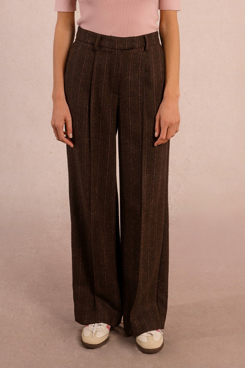 MOLLY BRACKEN - pantalone check - CHOCOLATE