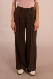 MOLLY BRACKEN - pantalone check - CHOCOLATE
