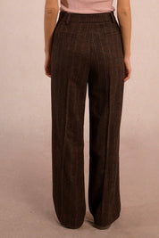 MOLLY BRACKEN - pantalone check - CHOCOLATE