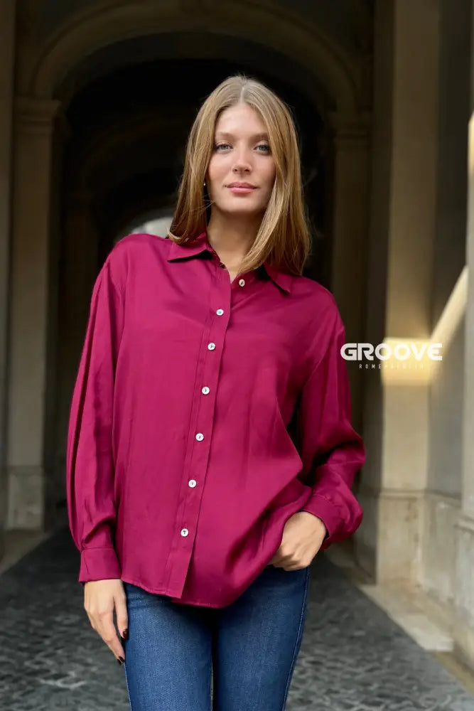 Wu-Side - Camicia Viscosa Lampone