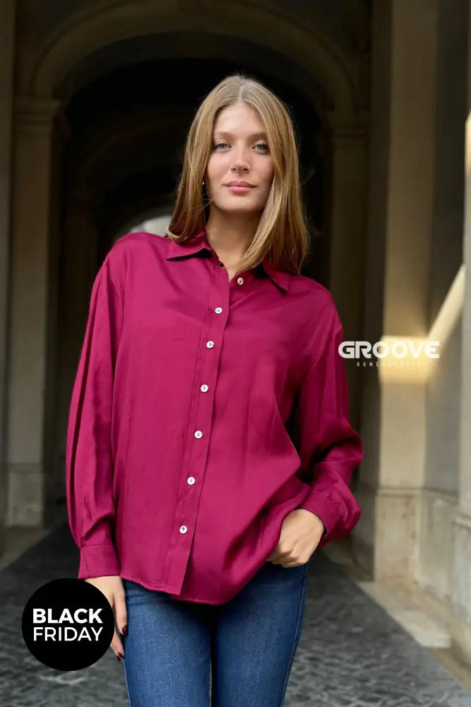 Wu-Side - Camicia Viscosa Lampone