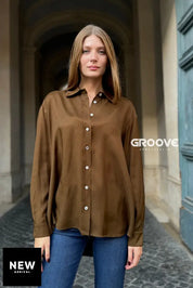 Wu-Side - Camicia Viscosa Marrone