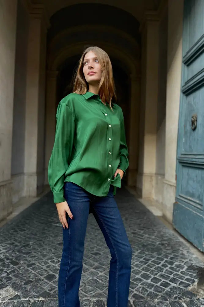 Wu-Side - Camicia Viscosa Verde