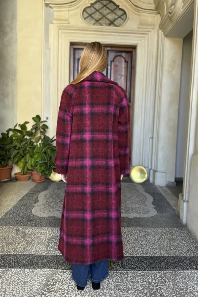 Wu-Side - Cappotto Check Bordeaux