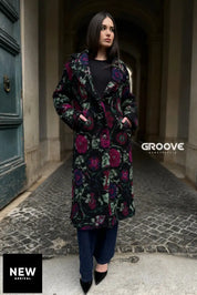 Wu-Side - Cappotto Flower Nero