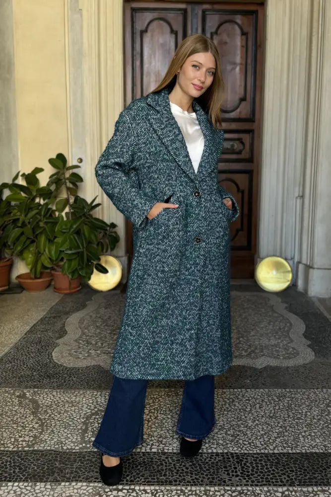 Wu-Side - Cappotto Spigato Ottanio Verde