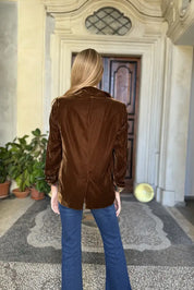 Wu-Side - Giacca Blazer Velluto Caffe