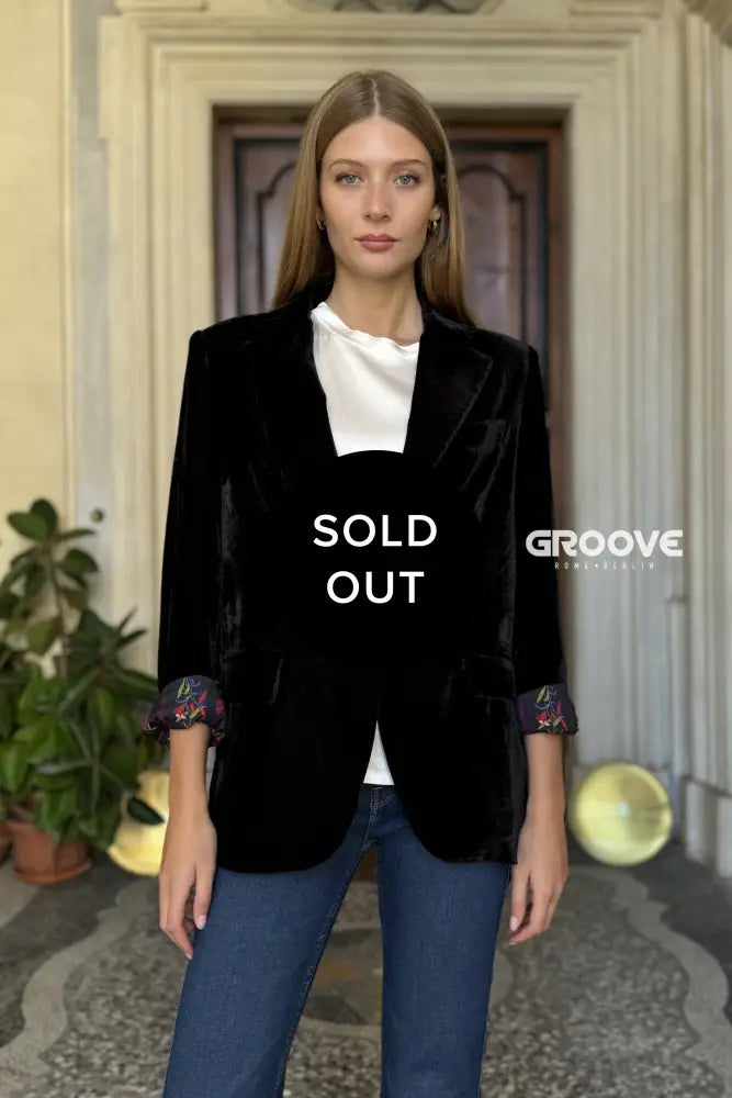 Wu-Side - Giacca Blazer Velluto Nero