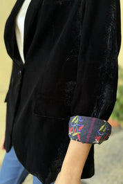 Wu-Side - Giacca Blazer Velluto Nero