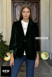 Wu-Side - Giacca Blazer Velluto Verde