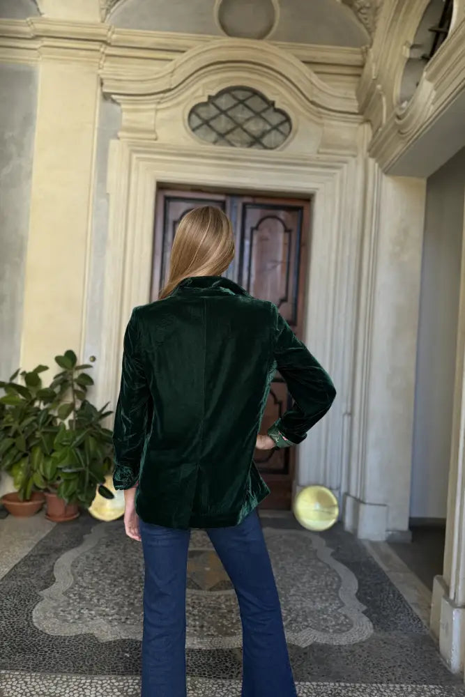 Wu-Side - Giacca Blazer Velluto Verde