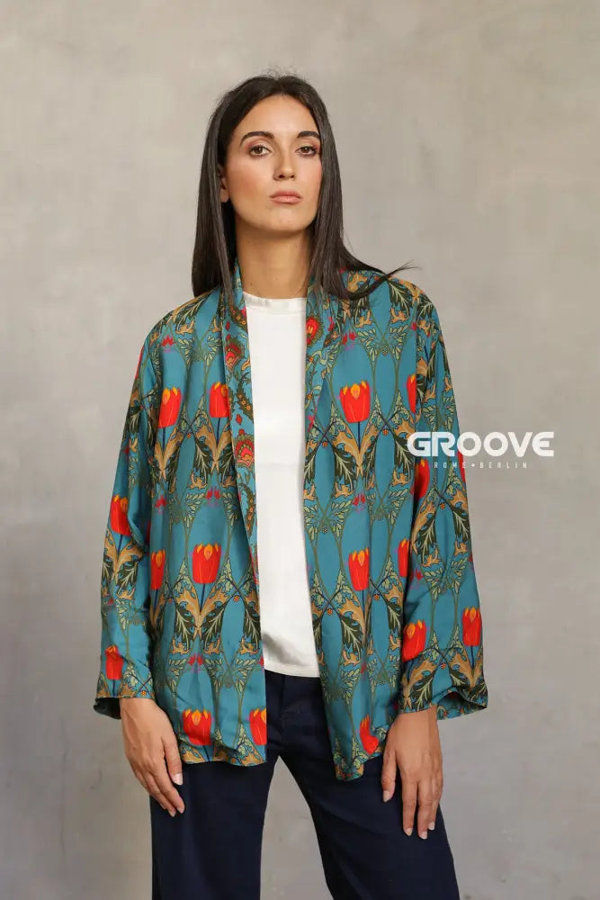 Wu-Side - Giacca Kimono Ottanio