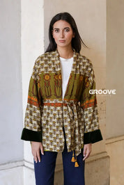 Wu-Side - Giacca Kimono Viscosa Senape