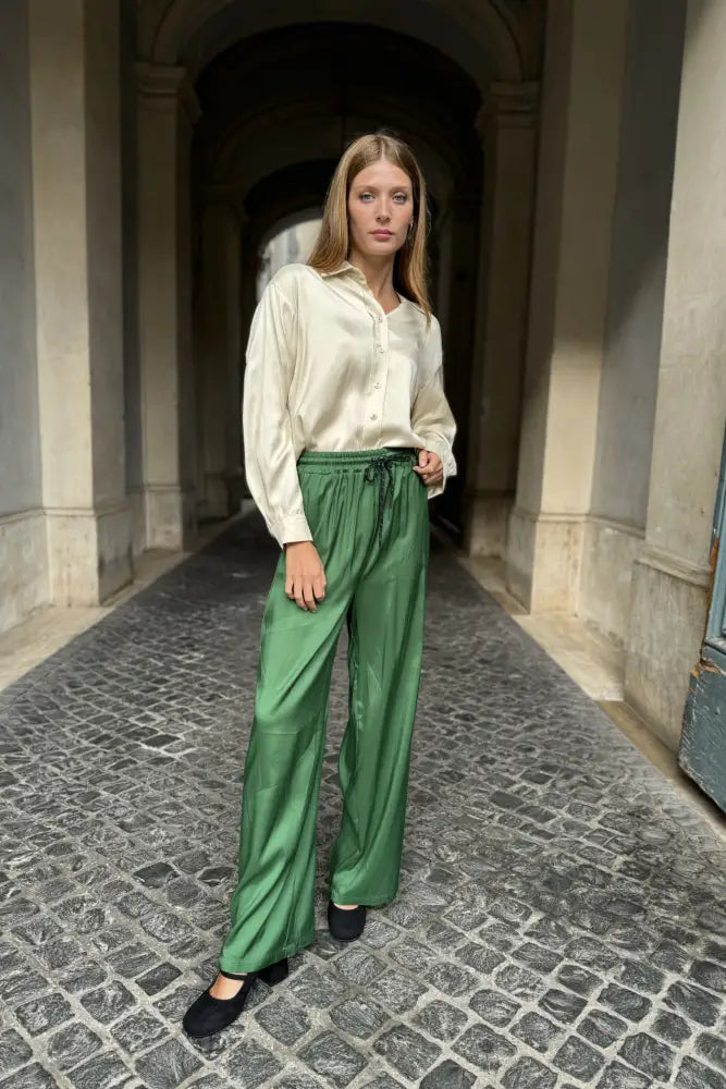 Wu-Side - Pantalone Viscosa Verde