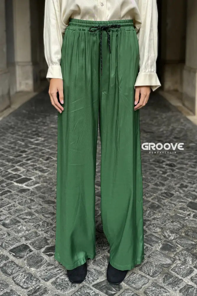 Wu-Side - Pantalone Viscosa Verde