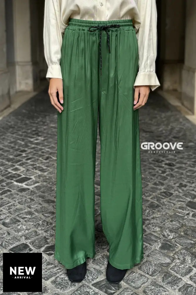 Wu-Side - Pantalone Viscosa Verde